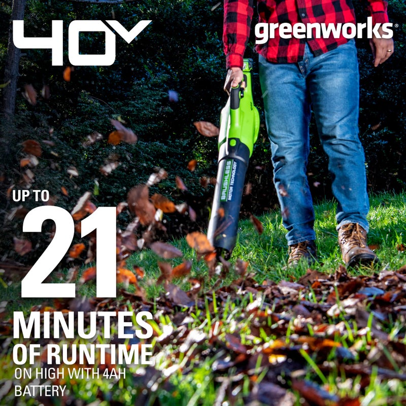 Greenworks 40V (130 MPH / 550 CFM / 75+ Compatible Tools) Cordless Brushless Axial Leaf Blower, Tool Only - Image 3